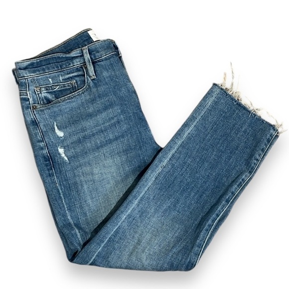 Frame Le Beau Crop Jeans Light Wash Jeans Size 25 Straight Leg Distressed - Picture 1 of 16